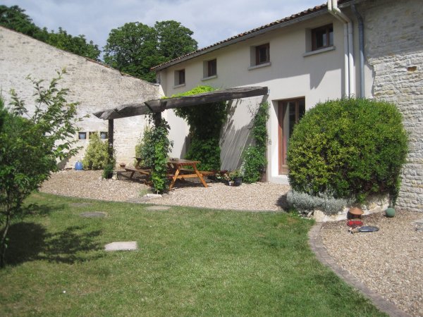 La Grange terrace at Les Hiboux gites, France